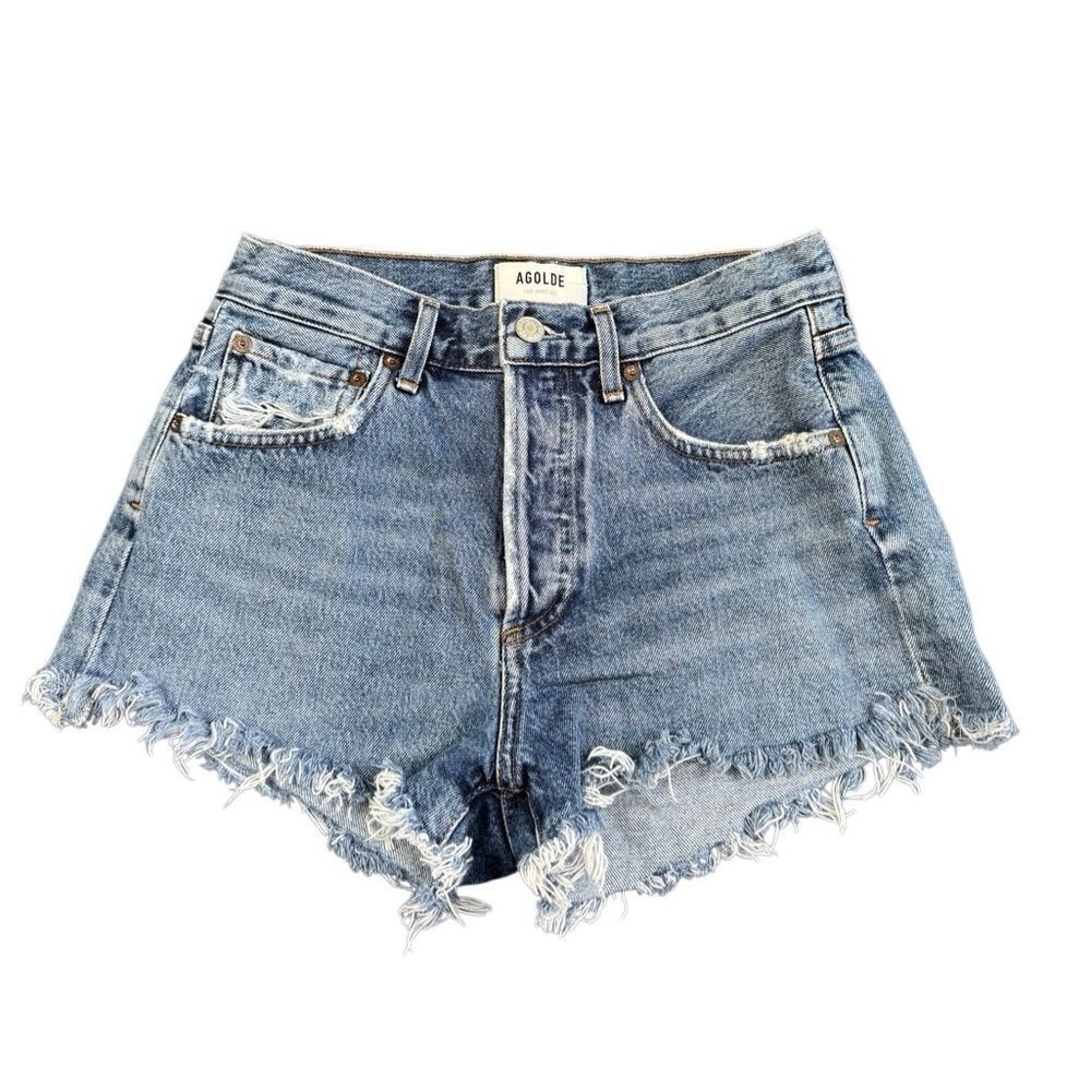 Agolde x Revolve Women's Cutoff Organic Denim Jean Shorts Size 24 - Picture 4 of 8